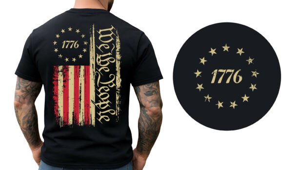 1776 Patriotic USA Flag Design for T-Shirt Graphics & Branding
