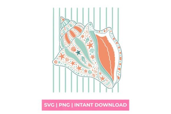 Boho Patterned Seashell Coastal SVG for Graphics & T-Shirt Designs