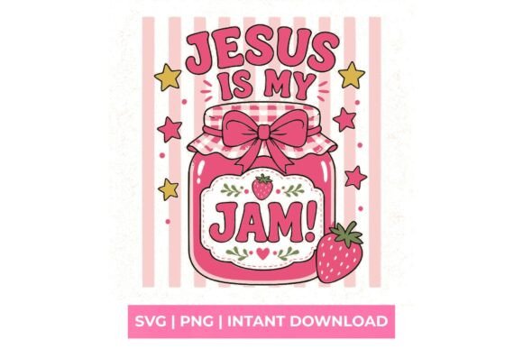 Jesus is My Jam Strawberry Coquette SVG: T-Shirt Graphics with Editorial Charm