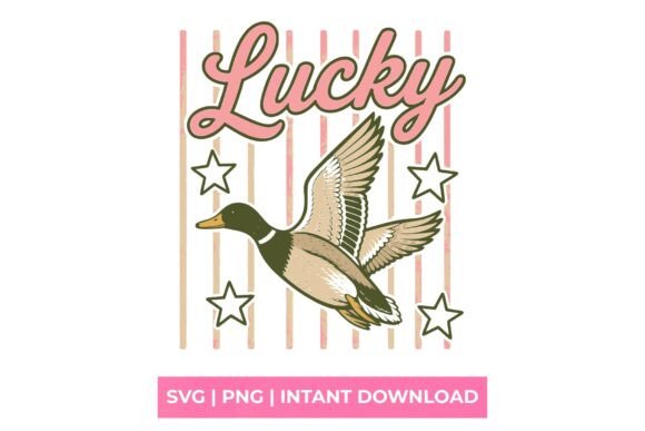 Lucky Duck Retro Mallard SVG for T-Shirt Designs & Graphics