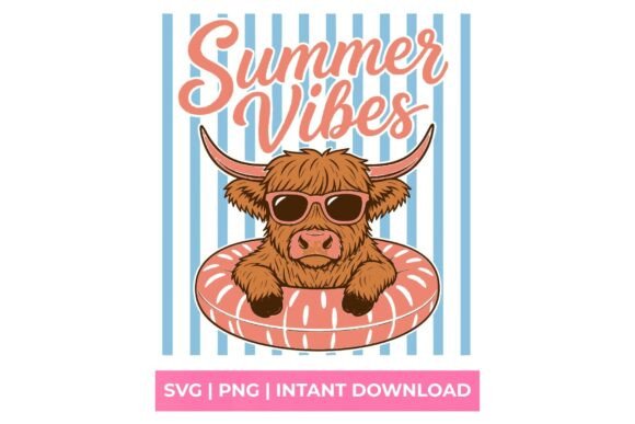 Summer Vibes Highland Cow SVG – A Fresh Graphic for T-Shirt Designs & Branding Projects