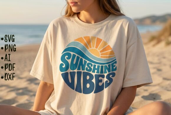 Sunshine Vibes Summer T-Shirt Design SVG for Marketing & Branding
