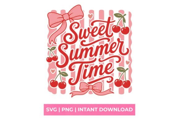 Sweet Summer Time Cherry Bow SVG for T-Shirt Designs & Graphics