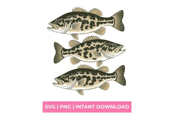 Vintage Largemouth Bass Fishing SVG for T-Shirt Designs & Marketing Graphics